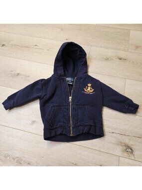 Infant Toddler Polo Ralph Lauren Embroidered Zip Up Hooded Jacket Sz 12M
